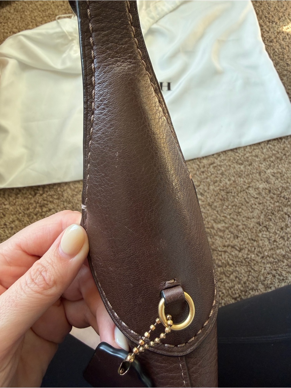 Coach Brooklyn 28 Chocolate Brown Pebbled Leather Shoulder Bag - Picture 4 of 10